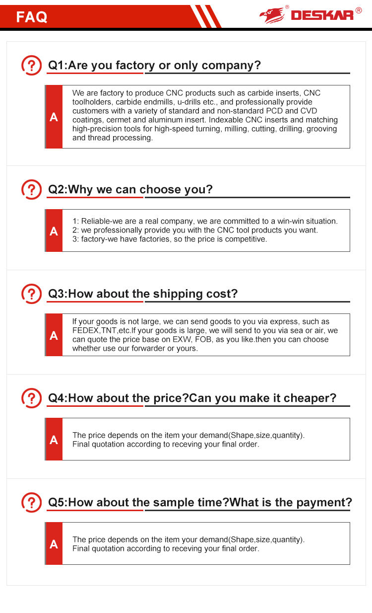 DESKAR 11 ER A 60 LDA Indexable Tungsten Carbide Threading Lathe Inserts for Threaded Lathe Holder manufacture