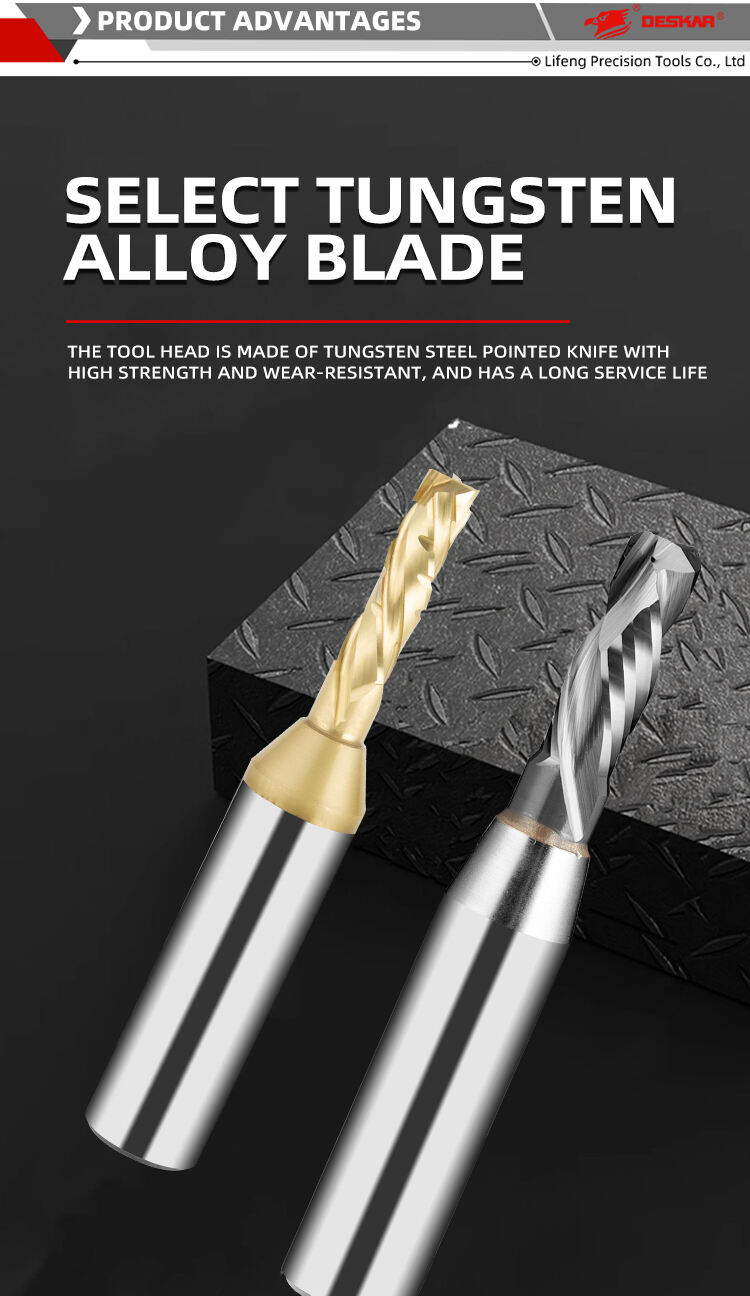 TCT Two Flutes UP DOWN Cut 1/2 Shank Milling Cutter Engraving Slotting Woodworking for MDF Plywood Chipboard Wood End mill details